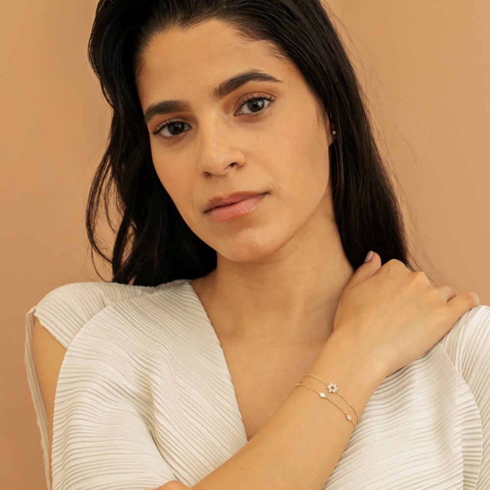 Dainty Diamond Star of David Bracelet