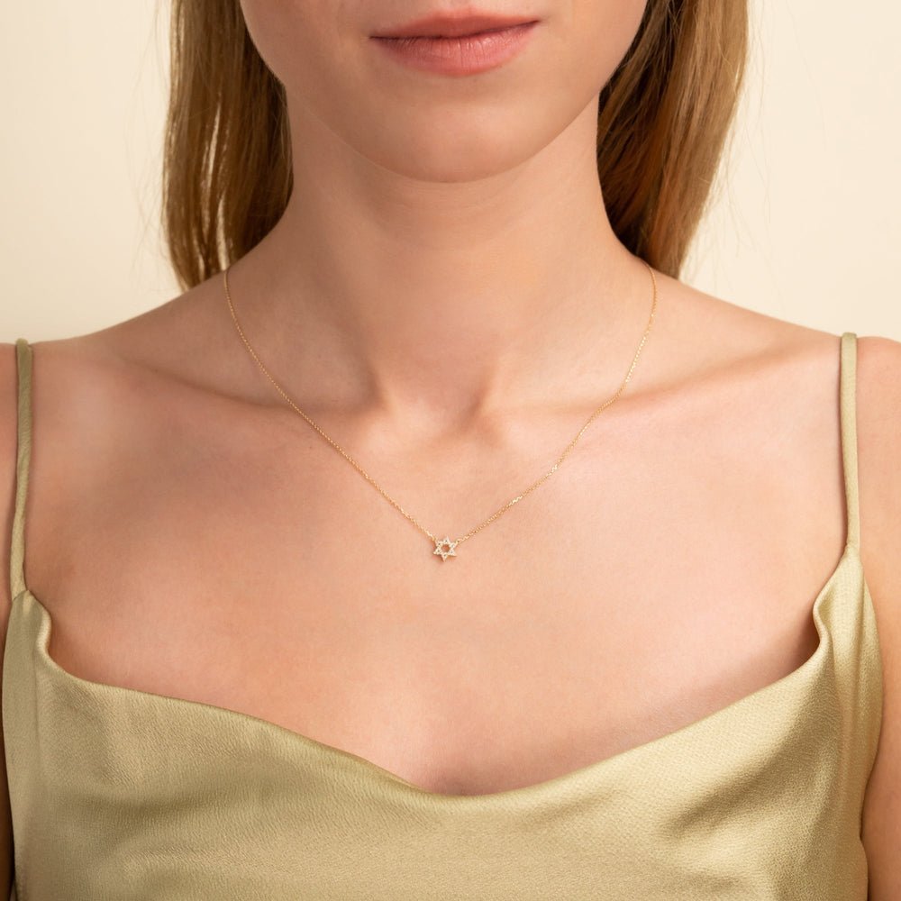 Dainty Diamond Star of David Necklace