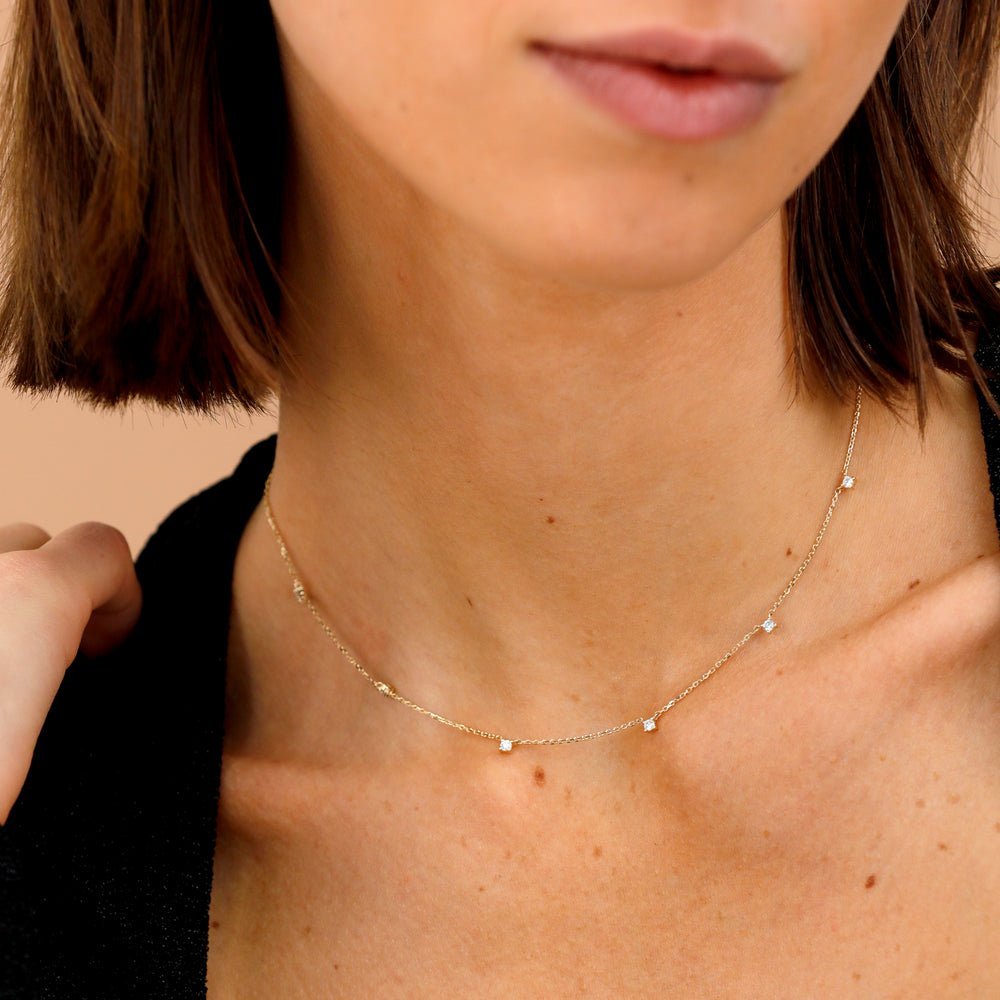 Dainty Diamond Station Necklace