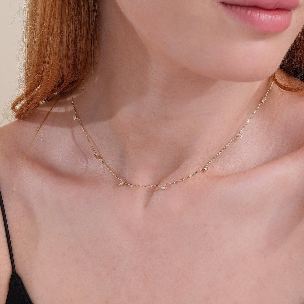 Dainty Diamond Station Necklace