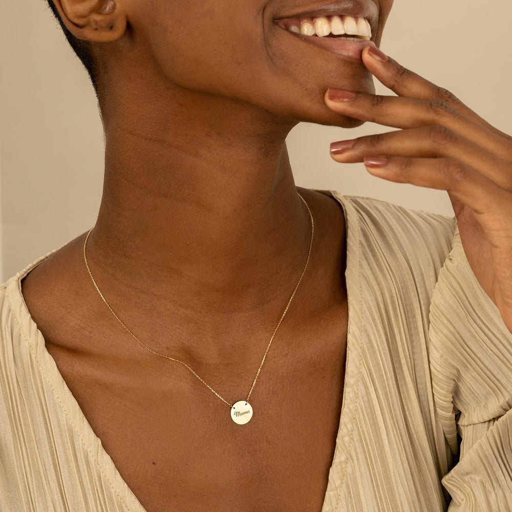 Dainty Engravable Brushed Disc Necklace