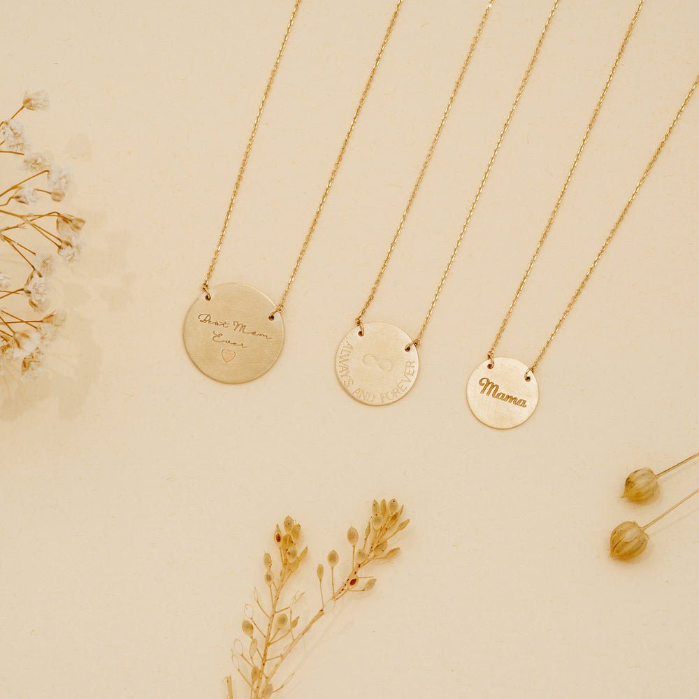Dainty Engravable Brushed Disc Necklace
