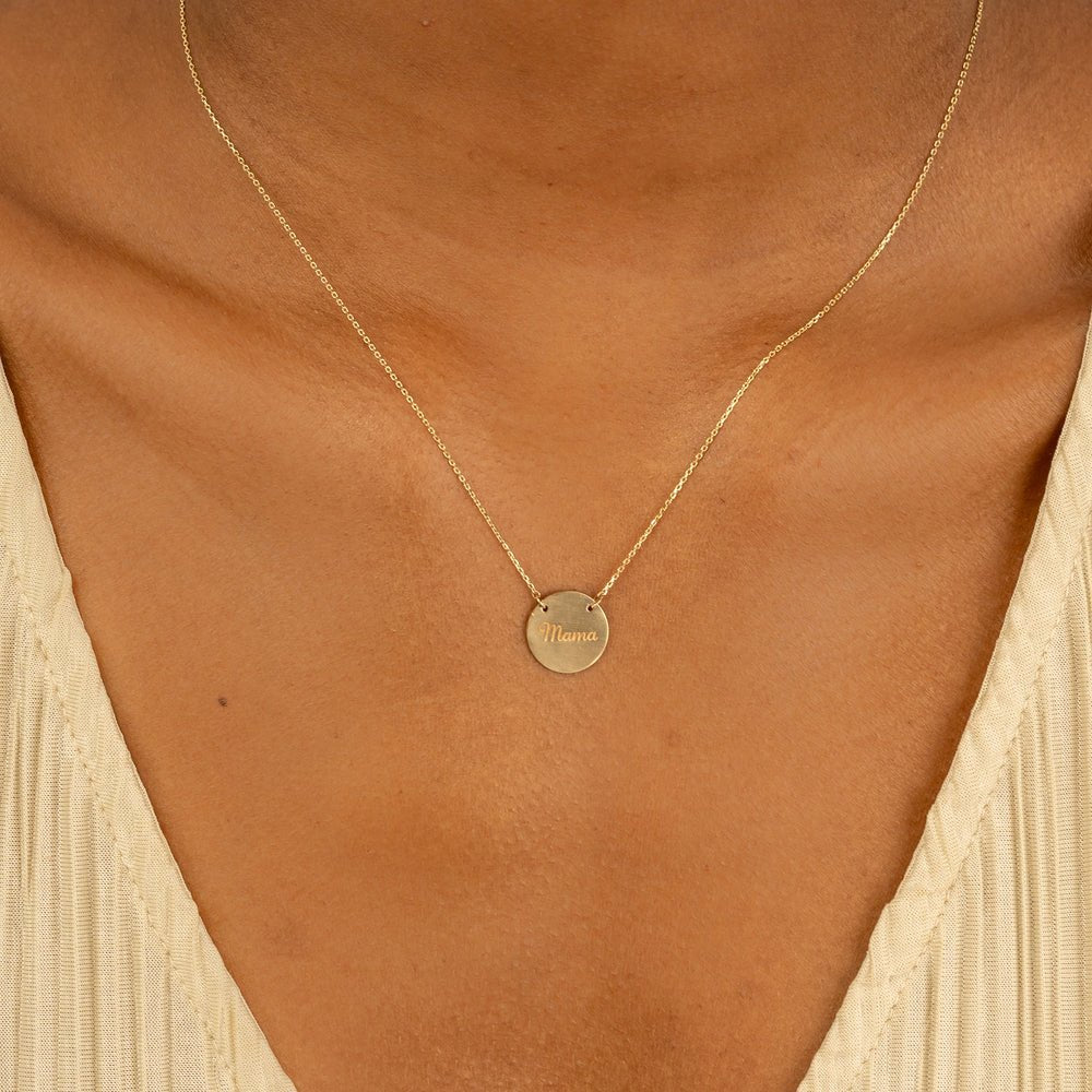 Dainty Engravable Brushed Disc Necklace