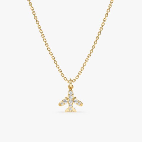 Dainty Natural Diamond Airplane Necklace