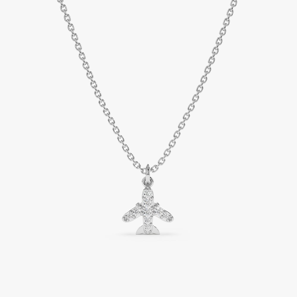 Dainty Natural Diamond Airplane Necklace
