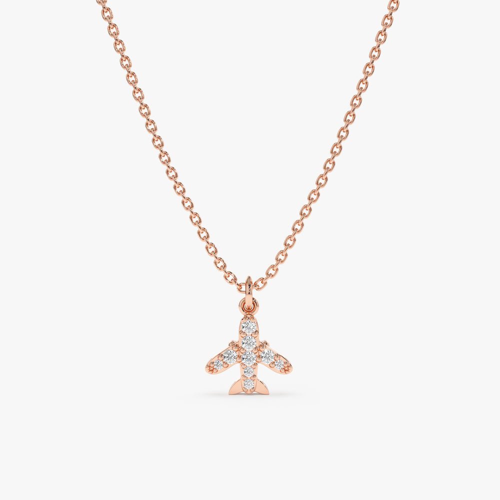 Dainty Natural Diamond Airplane Necklace