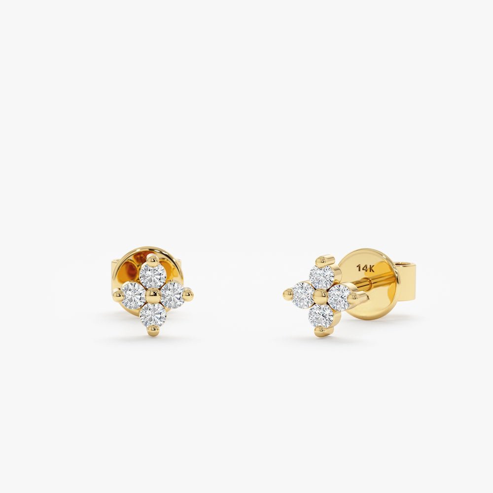 Dainty Natural Diamond Clover Studs