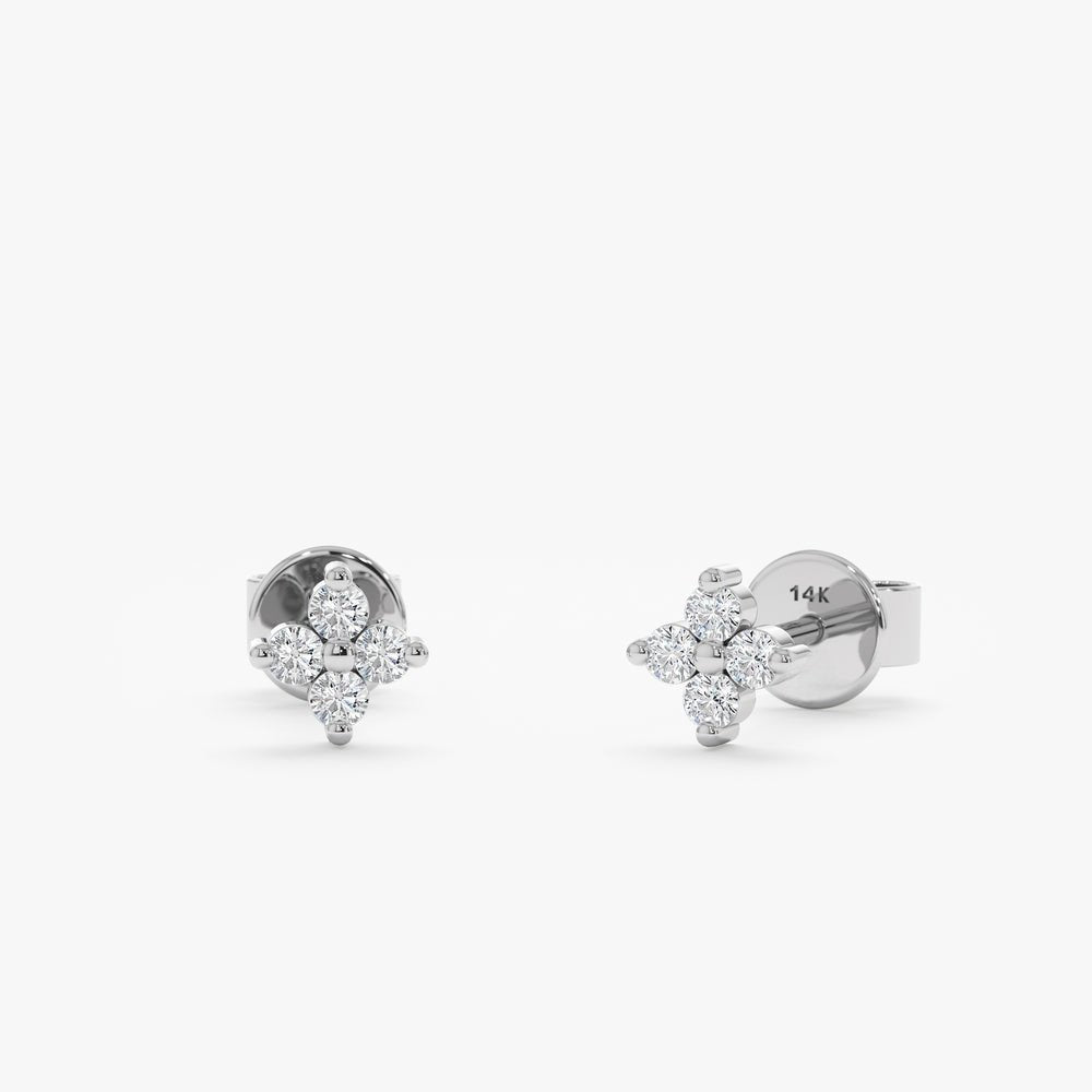 Dainty Natural Diamond Clover Studs