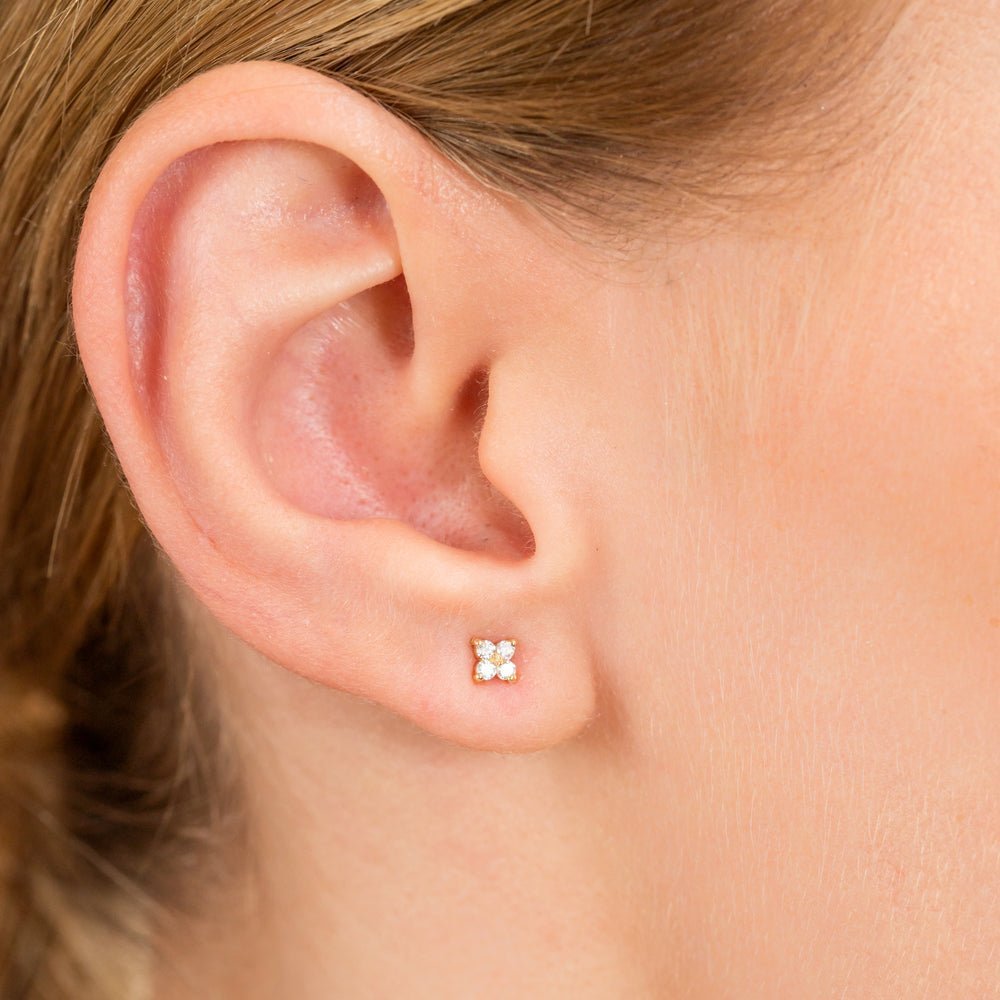 Dainty Natural Diamond Clover Studs