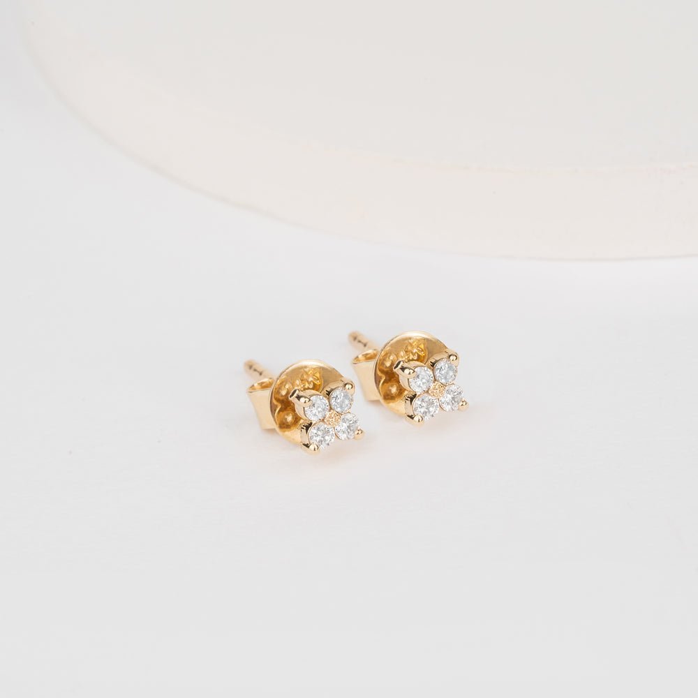 Dainty Natural Diamond Clover Studs