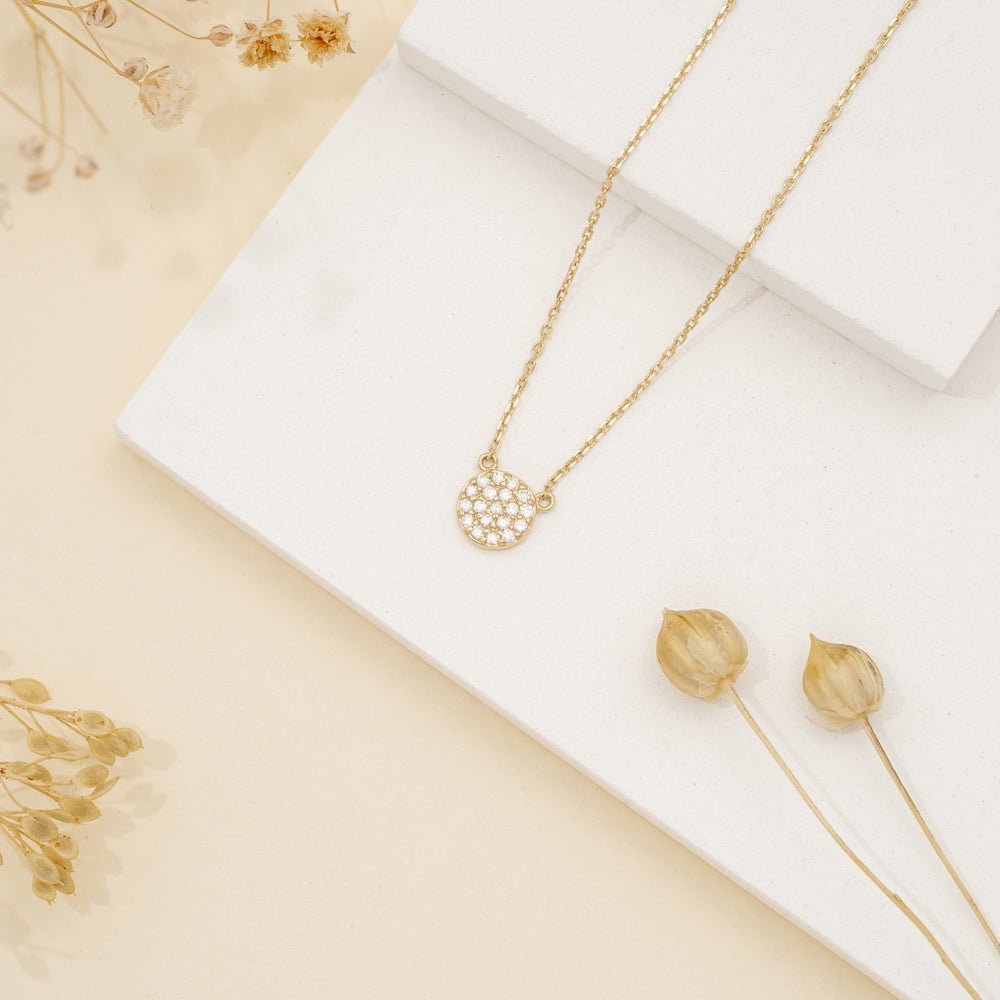 Dainty Natural Diamond Disc Necklace