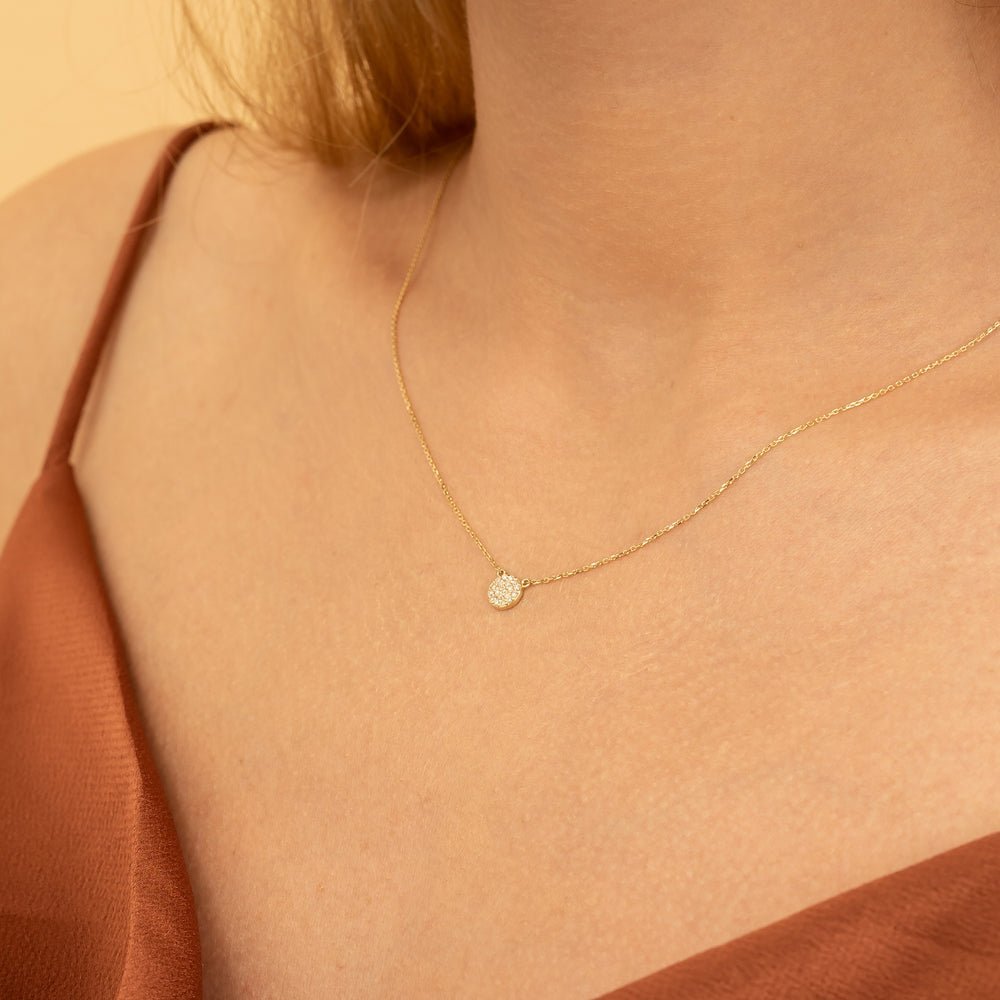 Dainty Natural Diamond Disc Necklace