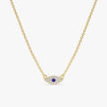 Dainty Sapphire & Diamond Evil Eye Necklace