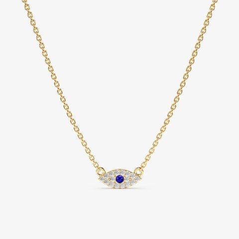 Dainty Sapphire & Diamond Evil Eye Necklace