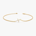 Dainty Sideways Diamond Cross Bracelet