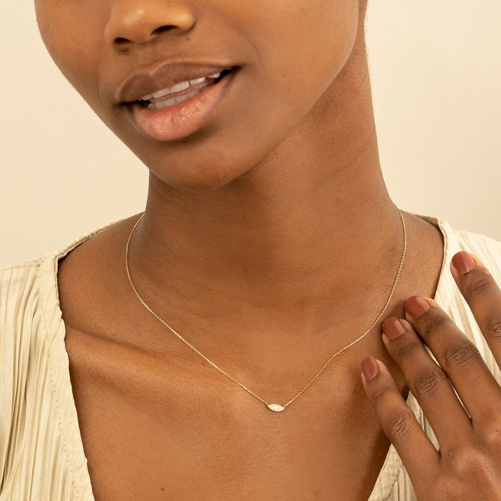 Dainty Solitaire Diamond Eye Necklace