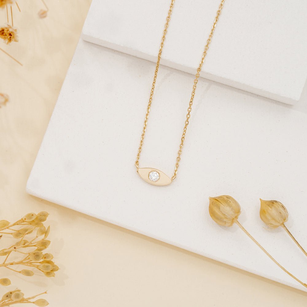 Dainty Solitaire Diamond Eye Necklace