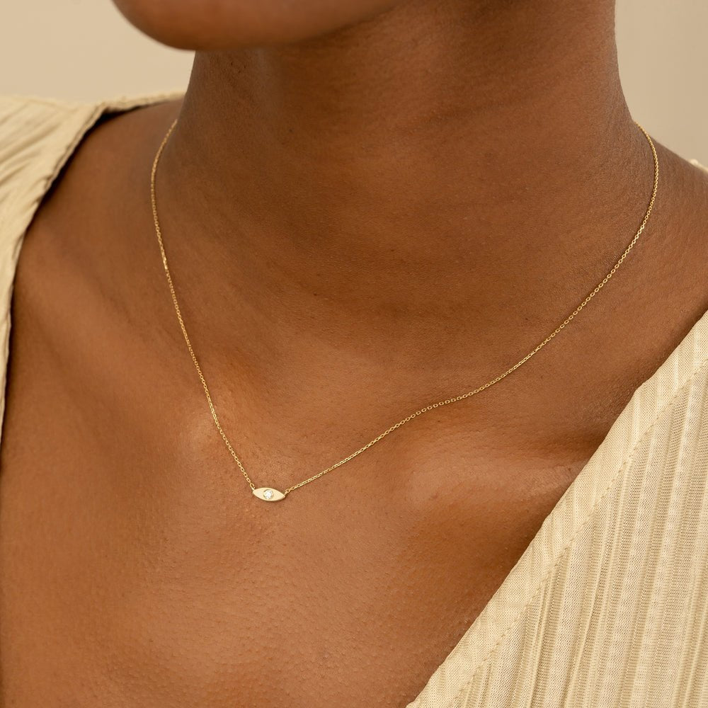 Dainty Solitaire Diamond Eye Necklace