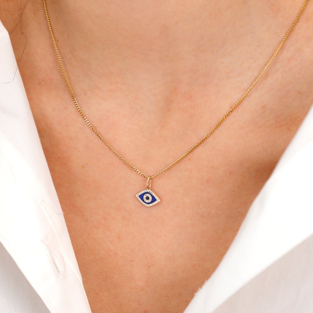 Diamond and Enamel Evil Eye Charm