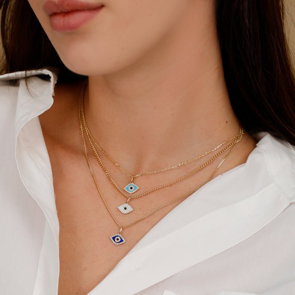 Diamond and Enamel Evil Eye Charm