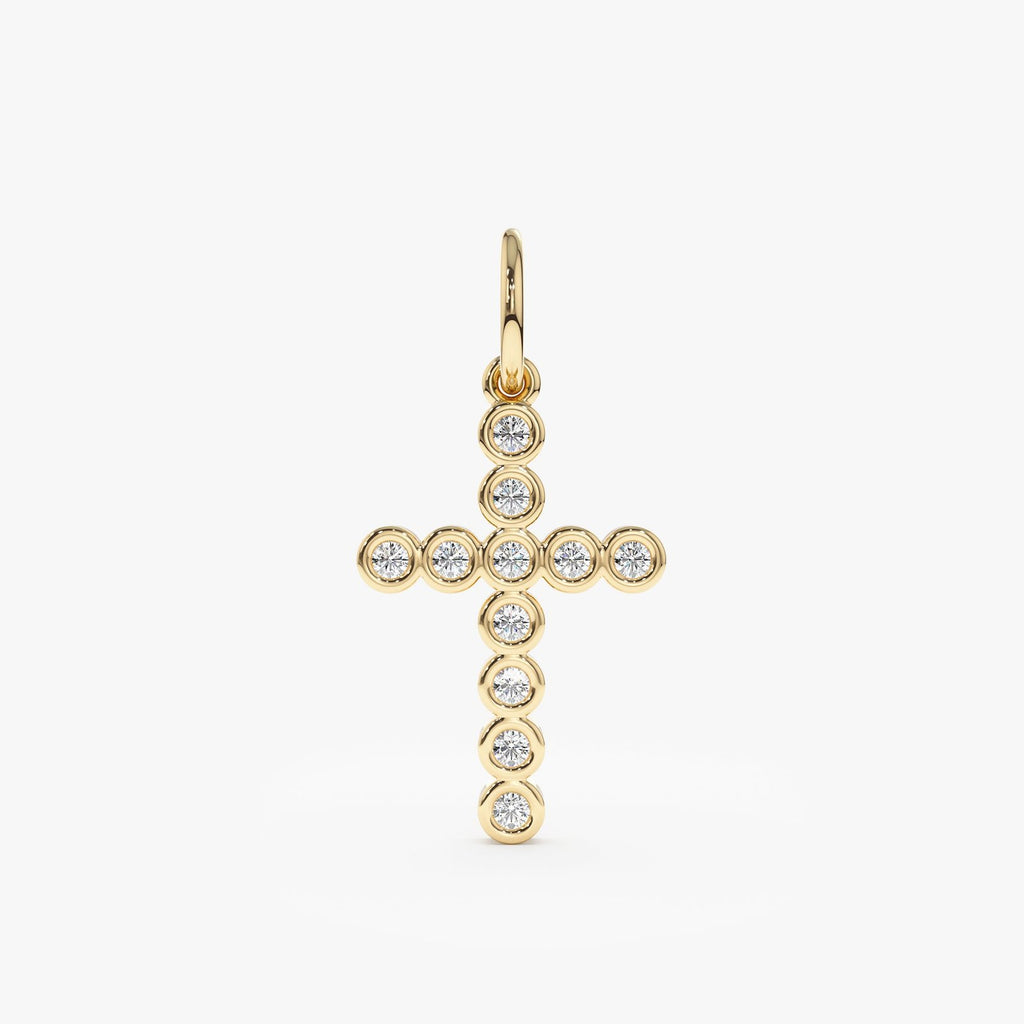 Diamond Bezel Cross Charm