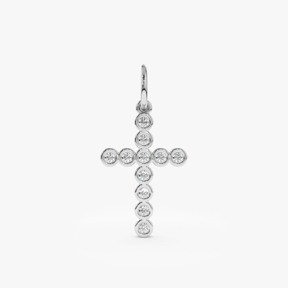 Diamond Bezel Cross Charm