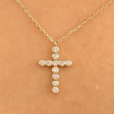 Diamond Bezel Cross Charm