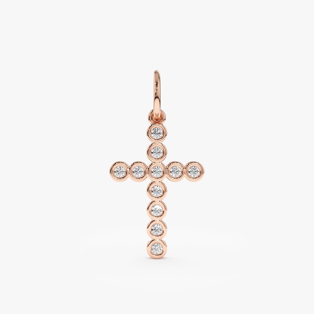 Diamond Bezel Cross Charm