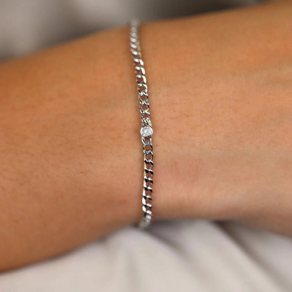 Diamond Bezel Cuban Chain Bracelet