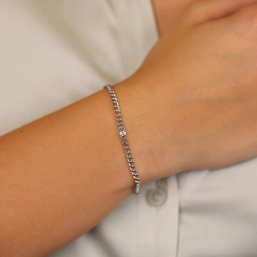 Diamond Bezel Cuban Chain Bracelet