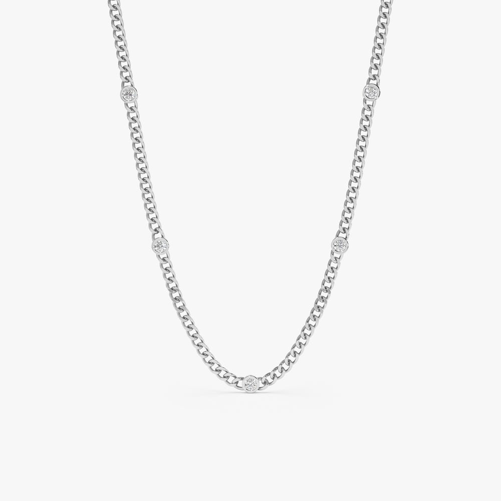 Diamond Bezel Cuban Chain Necklace