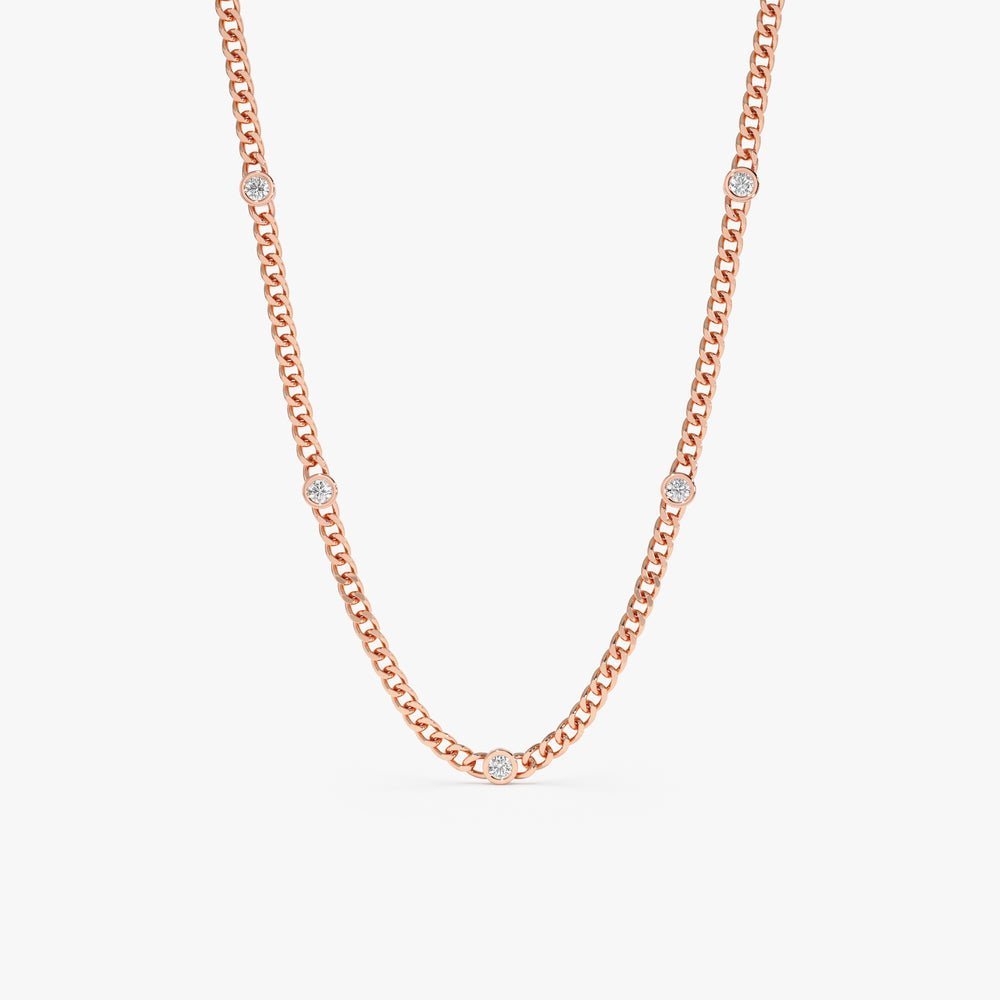 Diamond Bezel Cuban Chain Necklace