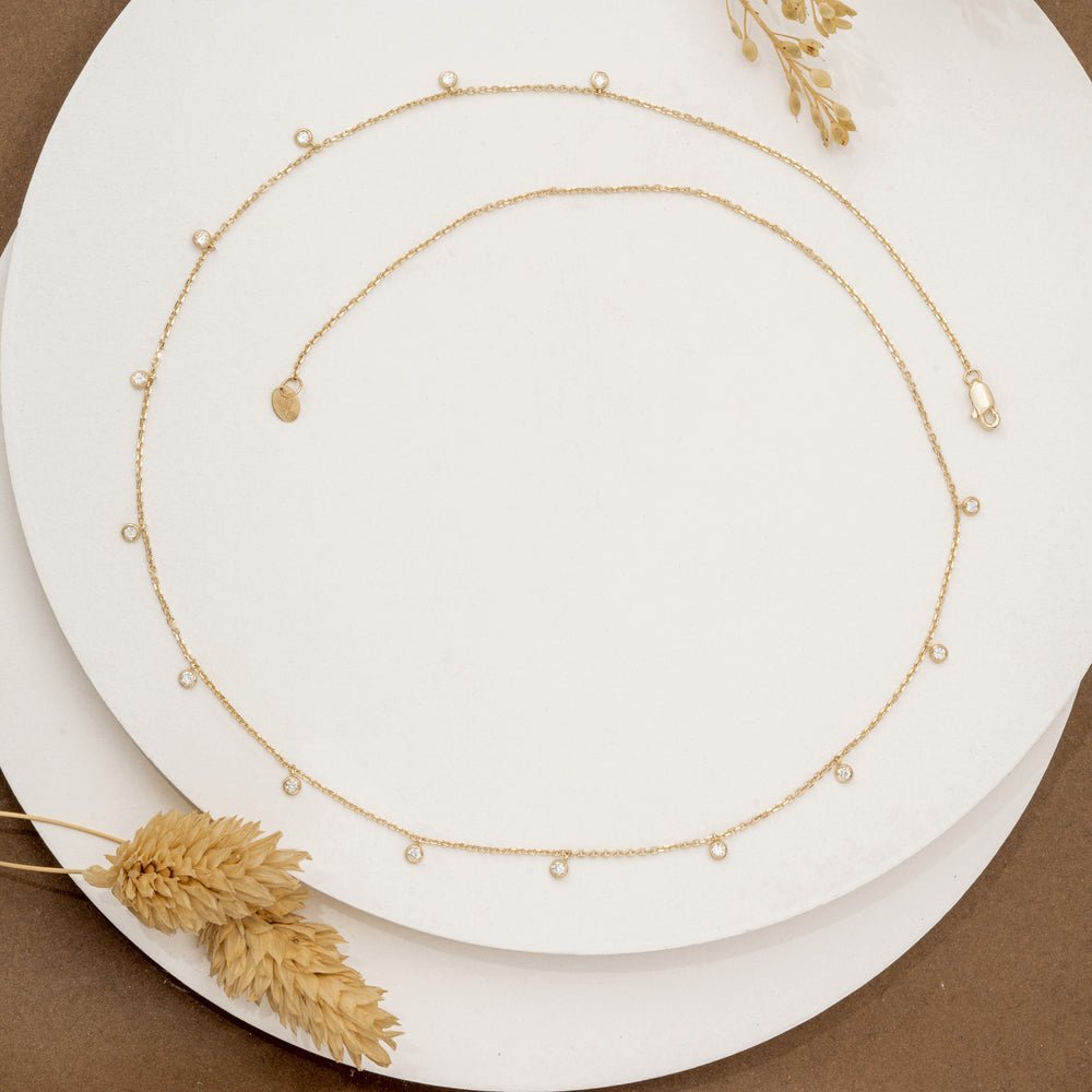 Diamond Bezel Station Necklace
