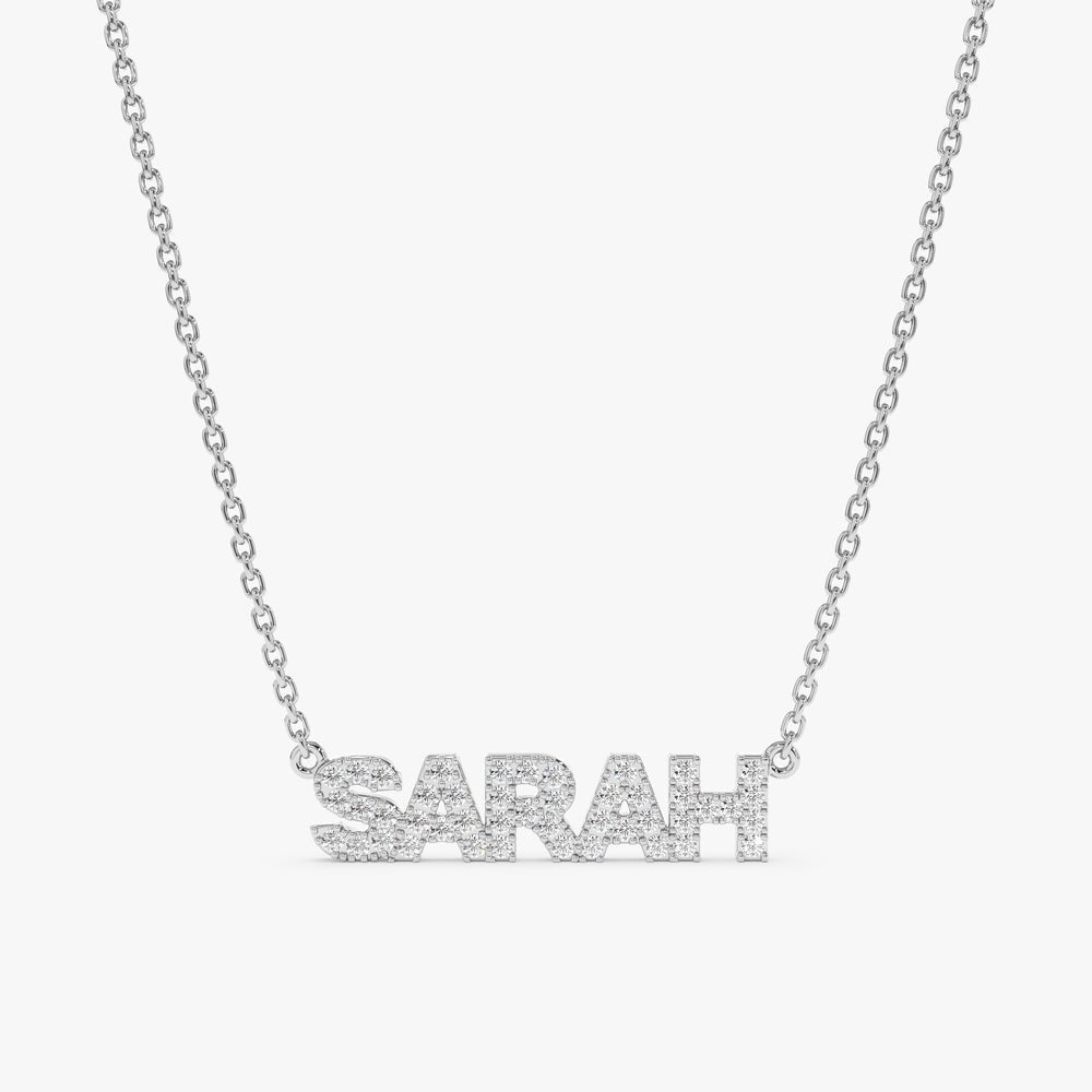 Diamond Block Letter Name Necklace