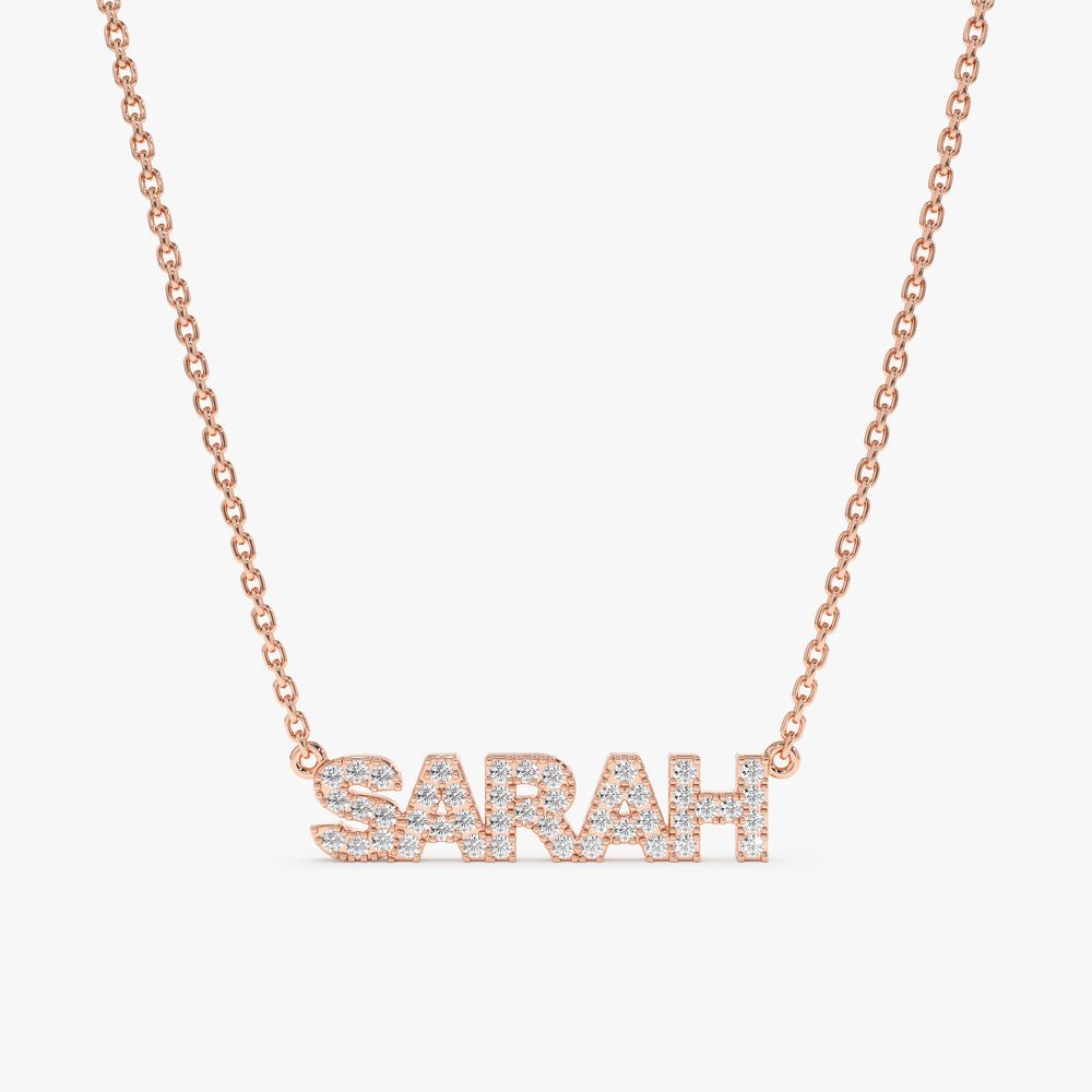 Diamond Block Letter Name Necklace