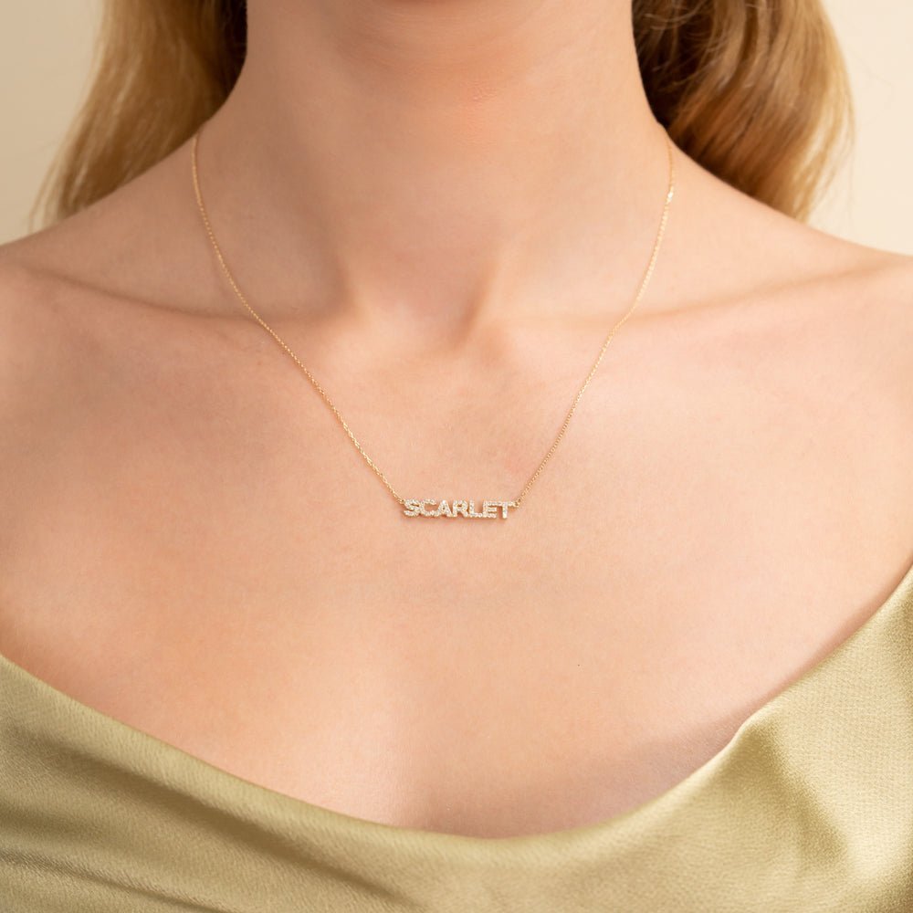 Diamond Block Letter Name Necklace