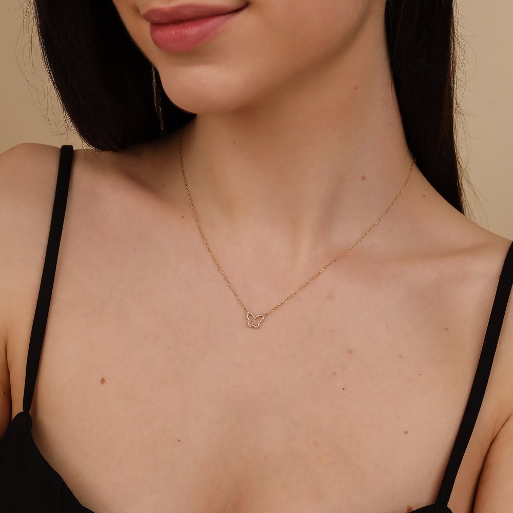 Diamond Butterfly Cutout Necklace