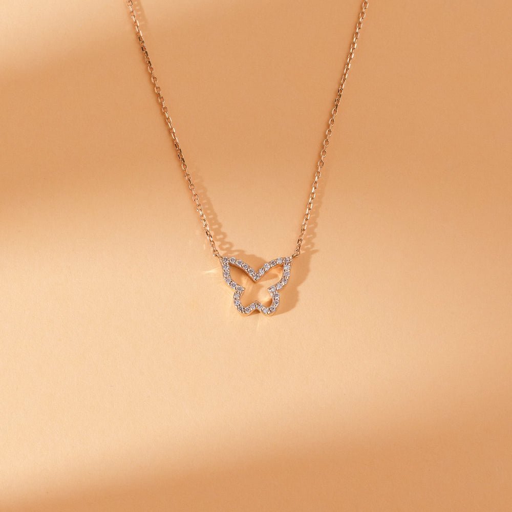 Diamond Butterfly Cutout Necklace