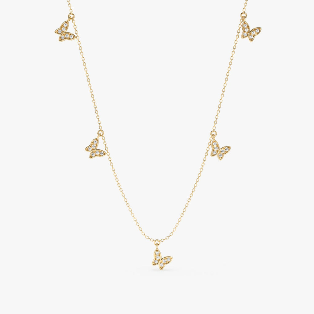 Diamond Butterfly Drop Necklace