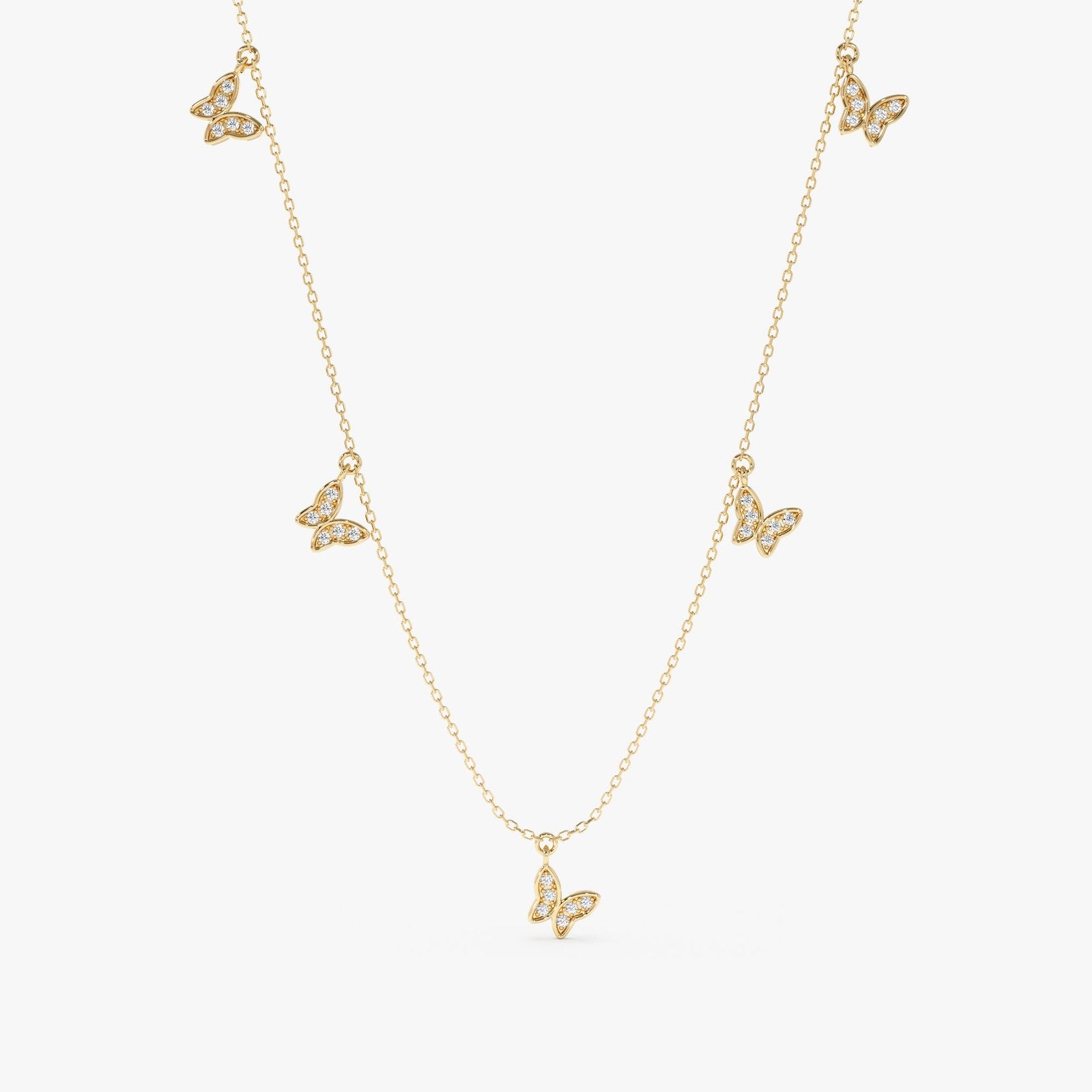 Diamond Butterfly Drop Necklace