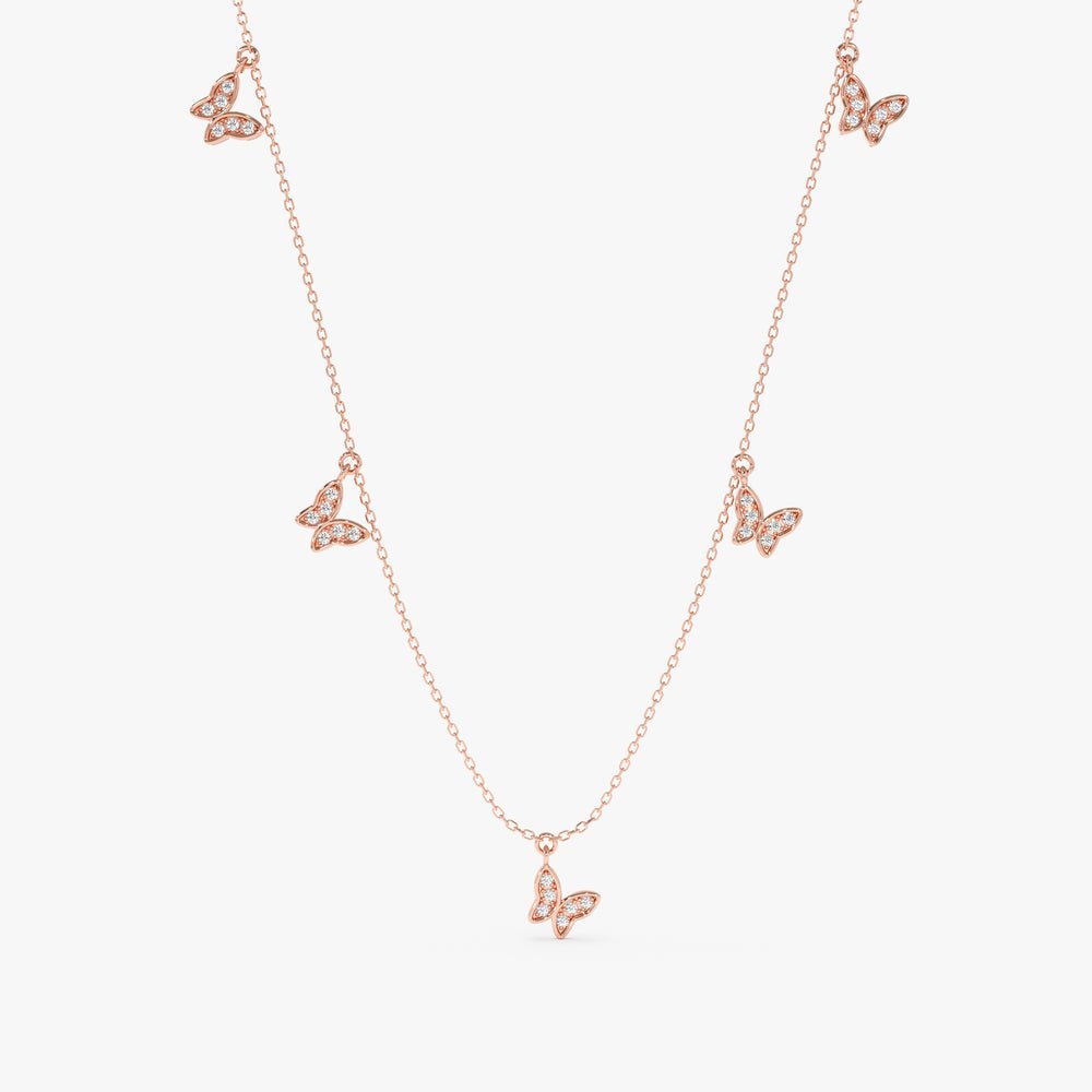 Diamond Butterfly Drop Necklace