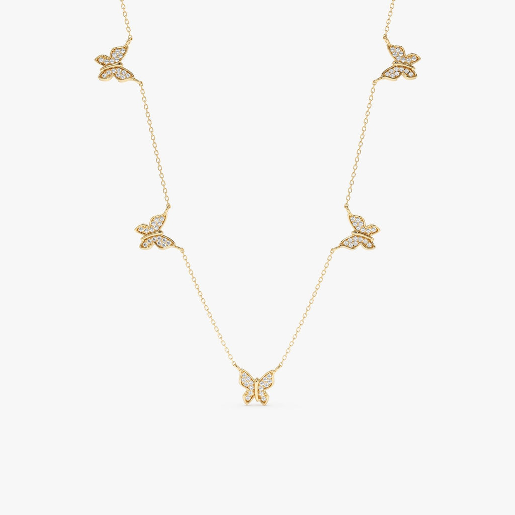 Diamond Butterfly Station Necklace