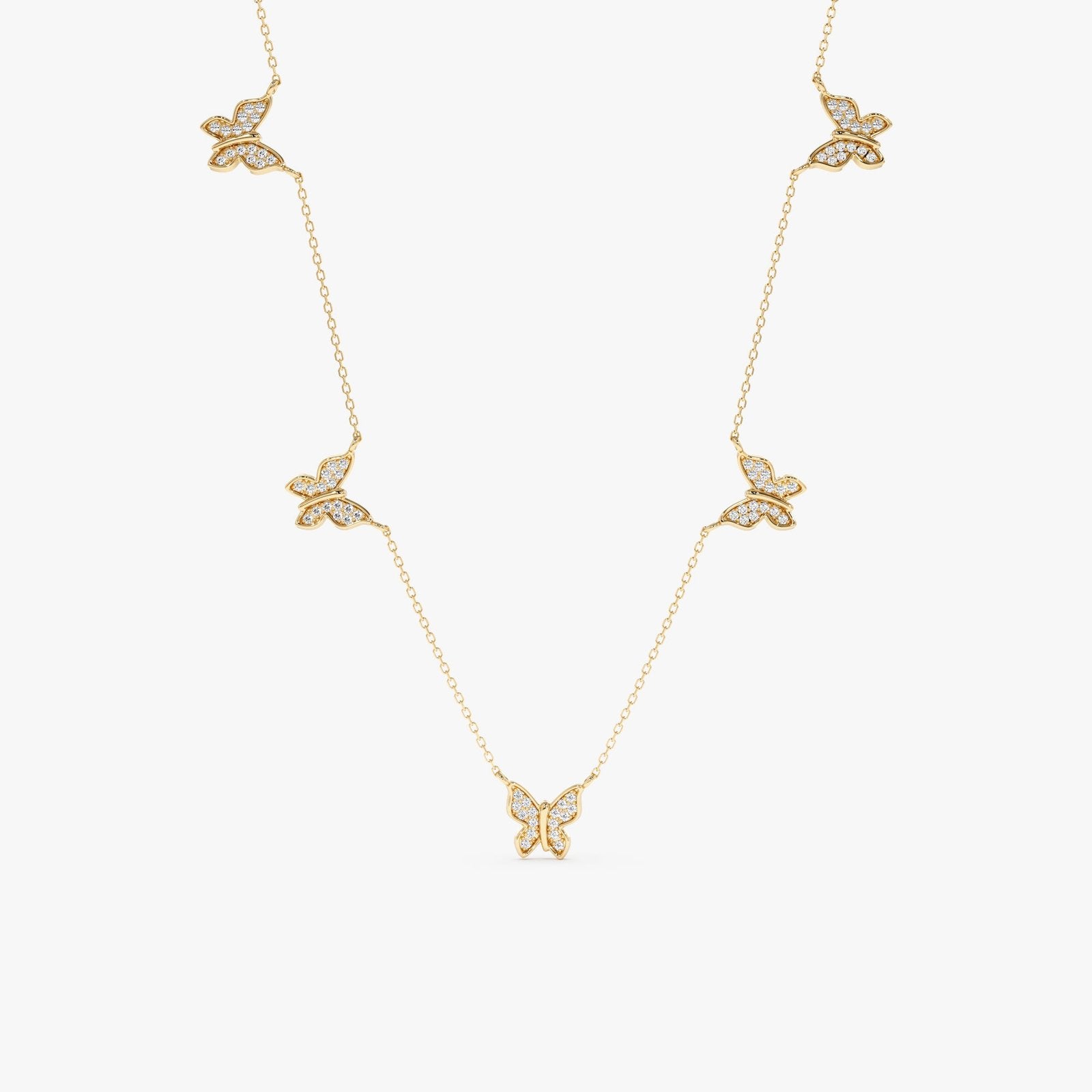 Diamond Butterfly Station Necklace