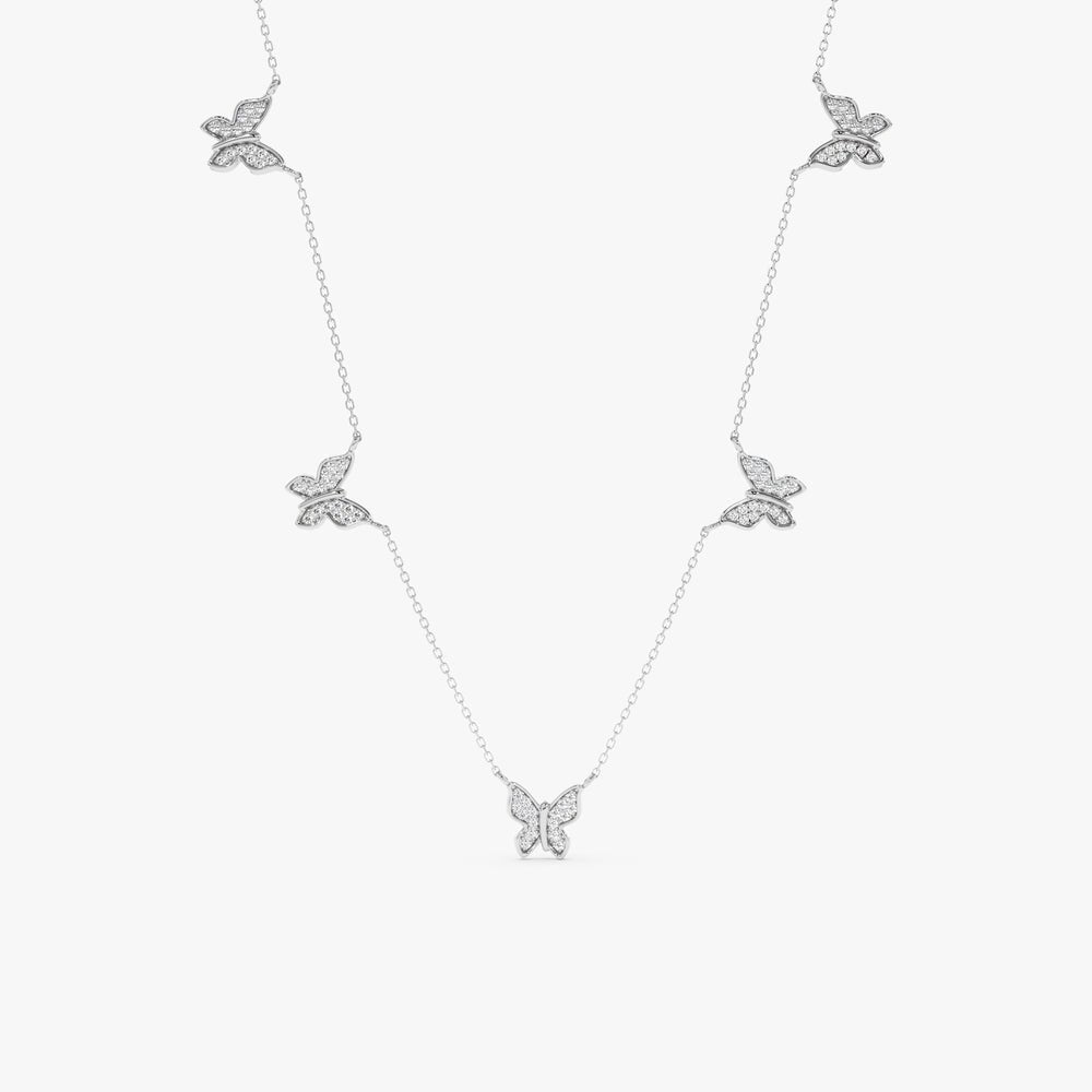 Diamond Butterfly Station Necklace