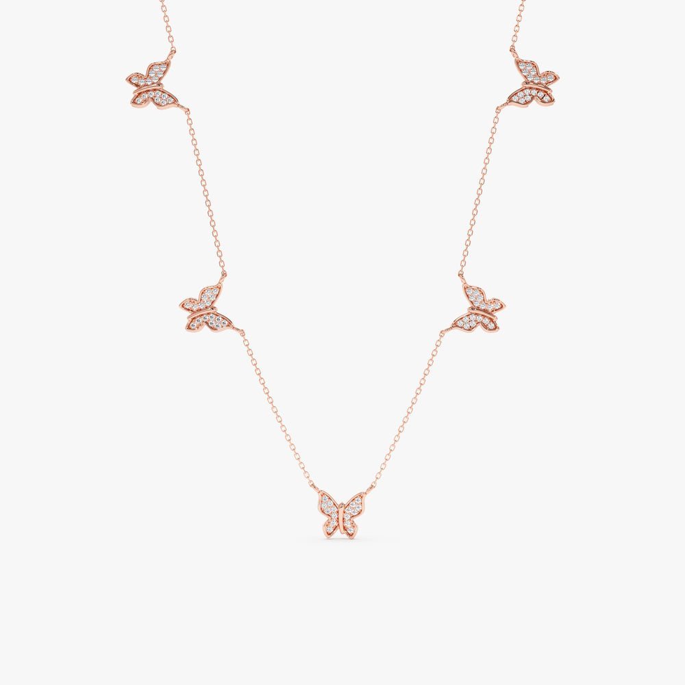 Diamond Butterfly Station Necklace