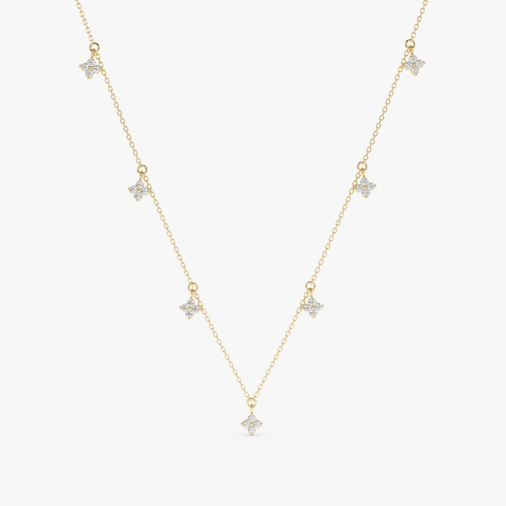 Diamond Clovers Drop Necklace