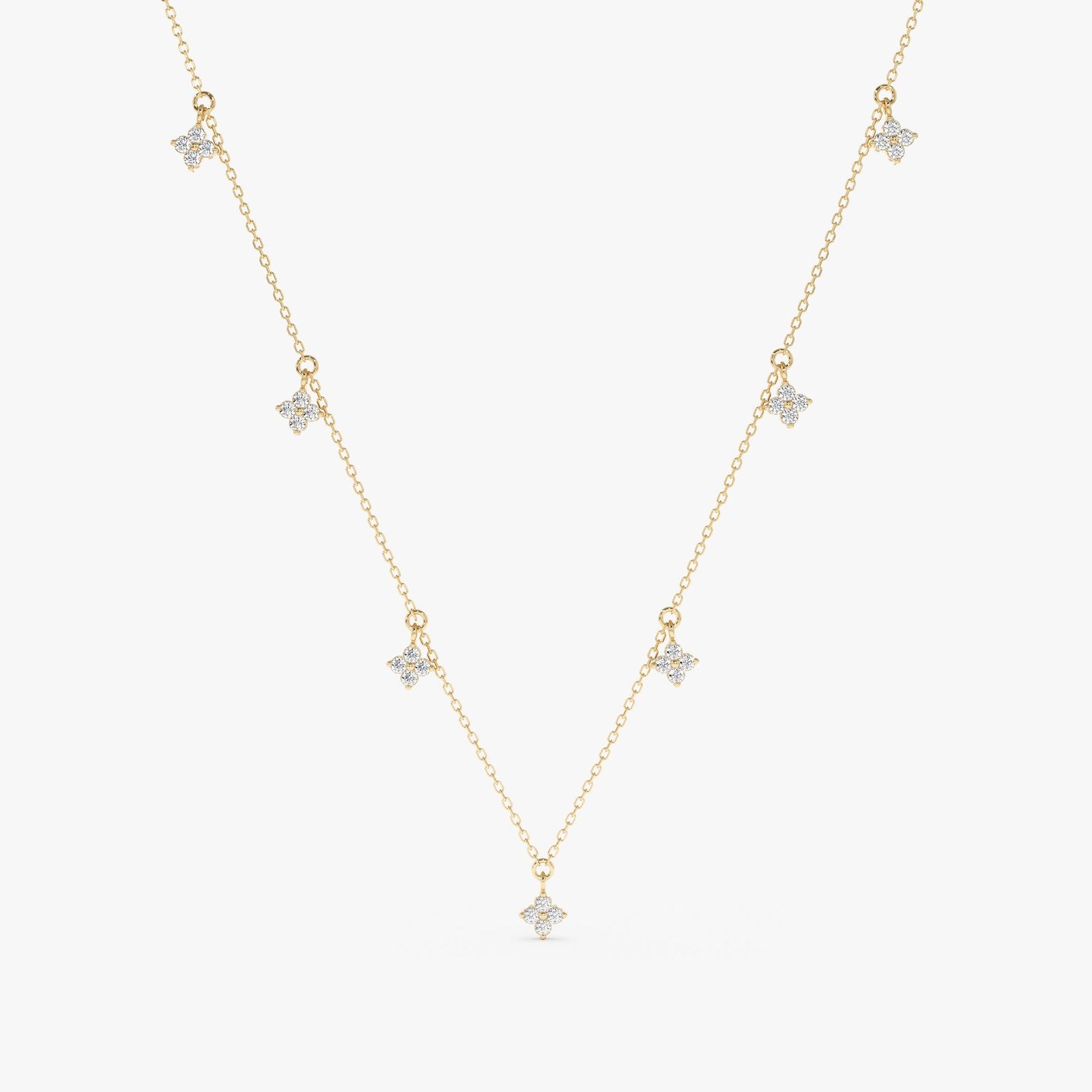 Diamond Clovers Drop Necklace