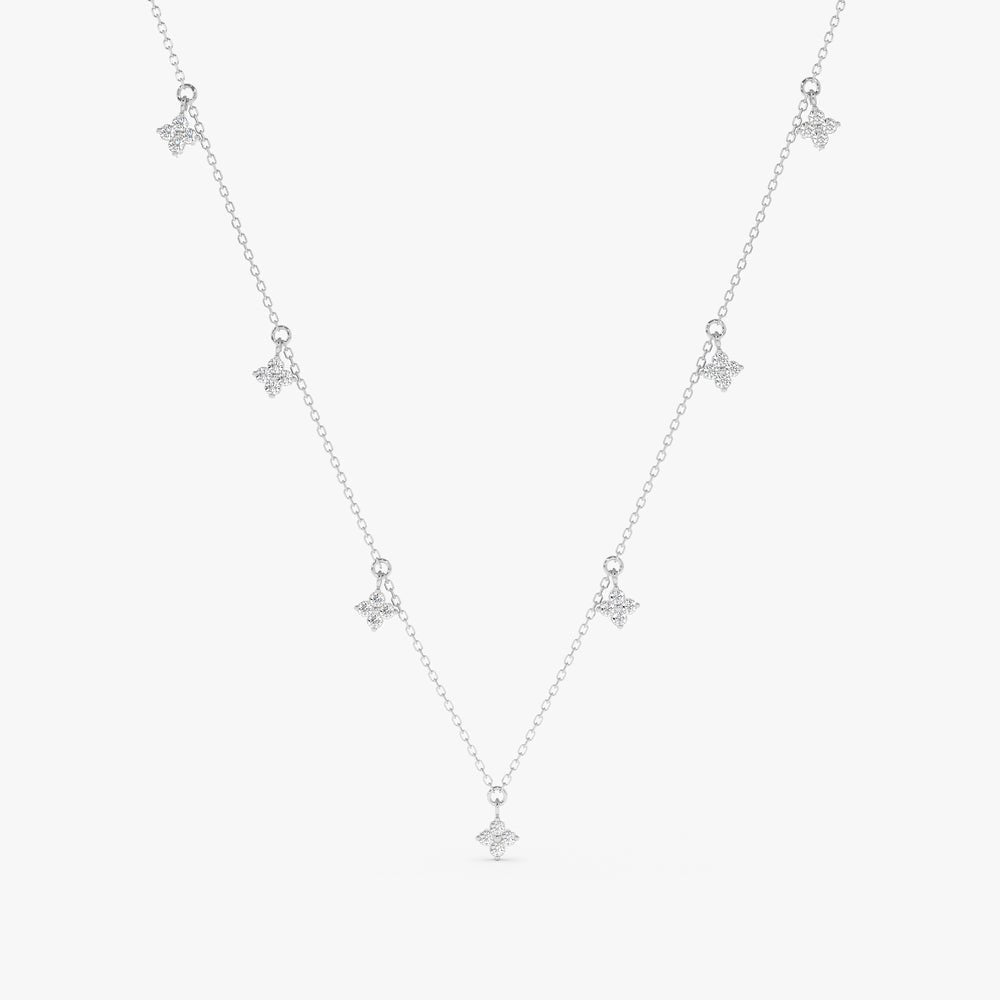 Diamond Clovers Drop Necklace