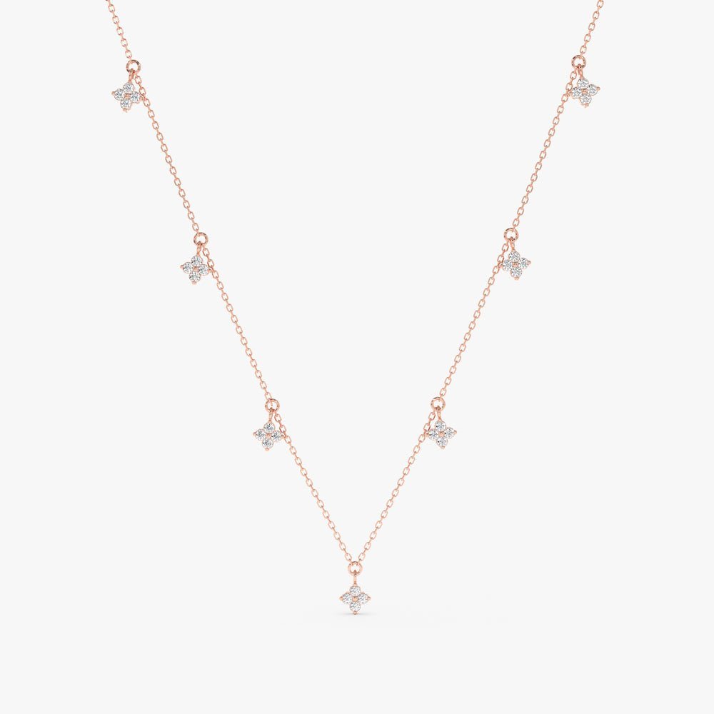 Diamond Clovers Drop Necklace