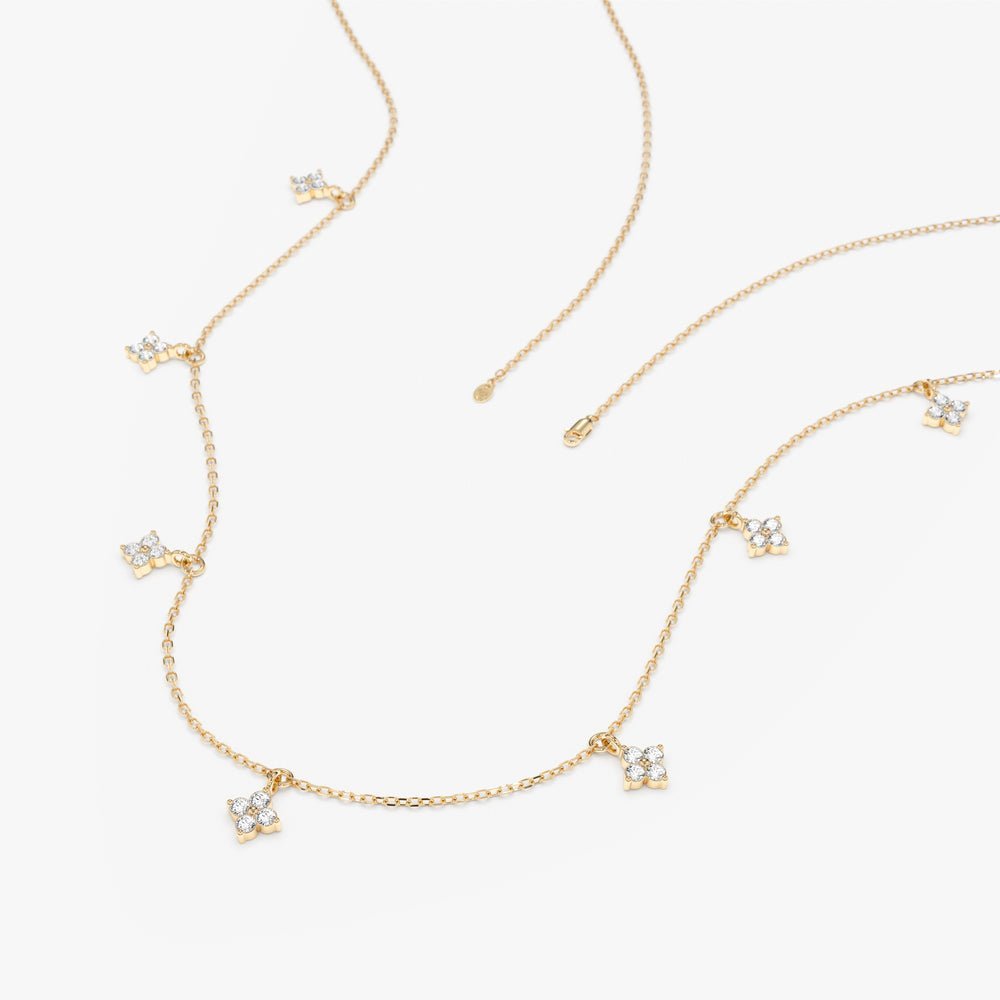 Diamond Clovers Drop Necklace